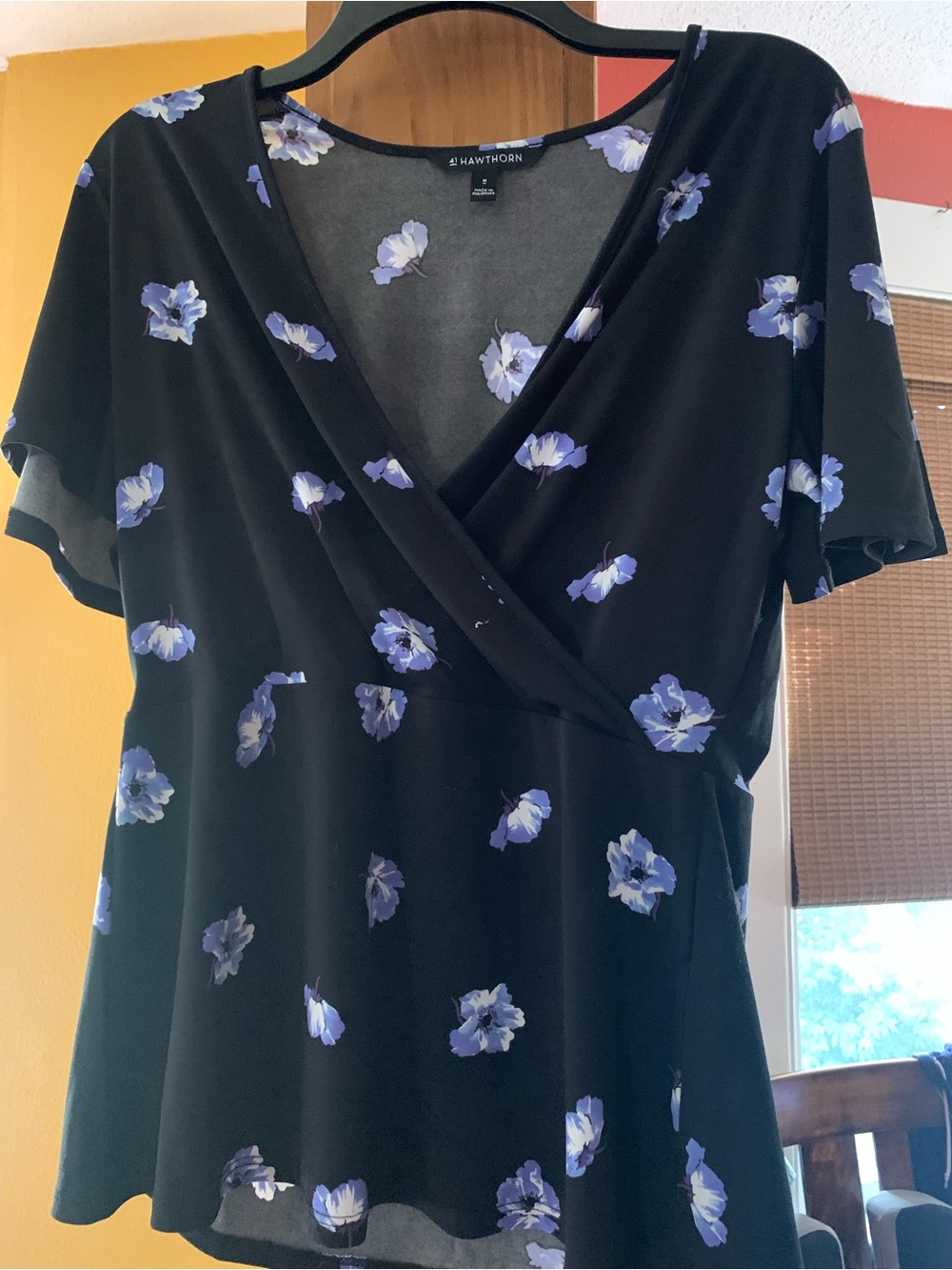 41 Hawthorn Black Top with Lavender Floral Print